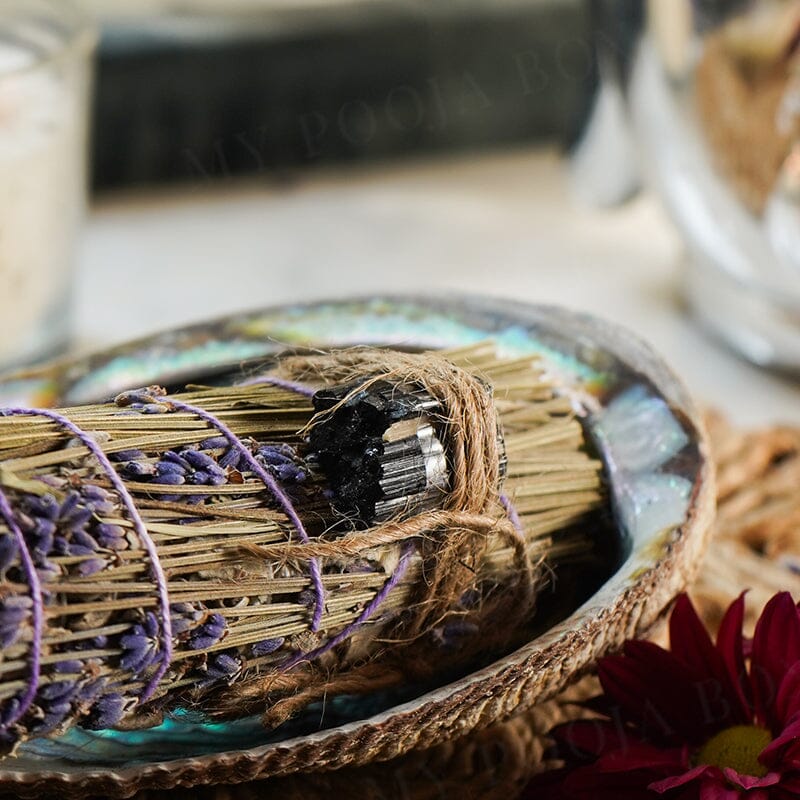 White Sage Lavender Black Tourmaline Crystal Sage Smudge Wand