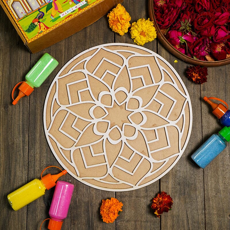 DIY Flower Pattern Rangoli Design Stencil 12"