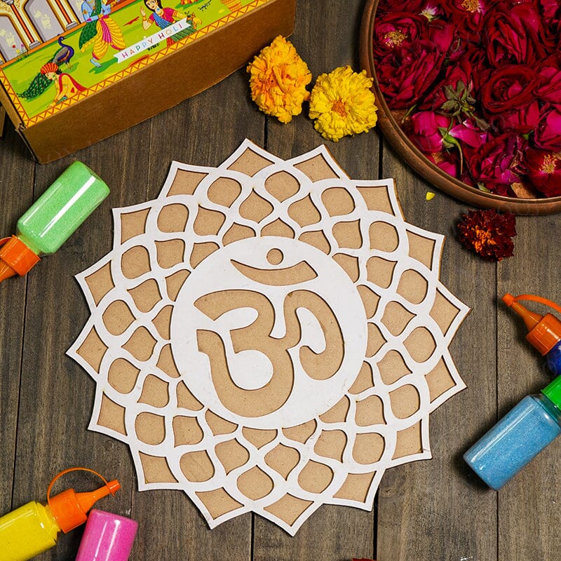 DIY OM Pattern Rangoli Design Stencil 12"