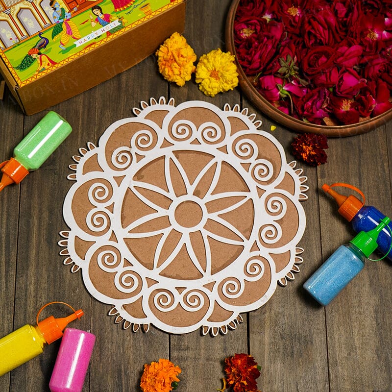 DIY Lily Pattern Rangoli Design Stencil 12"