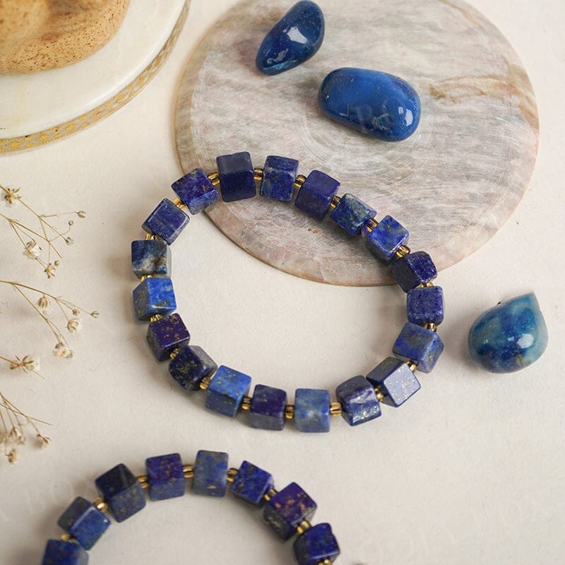 Lapis Lazuli Cube Healing Crystal Bracelet