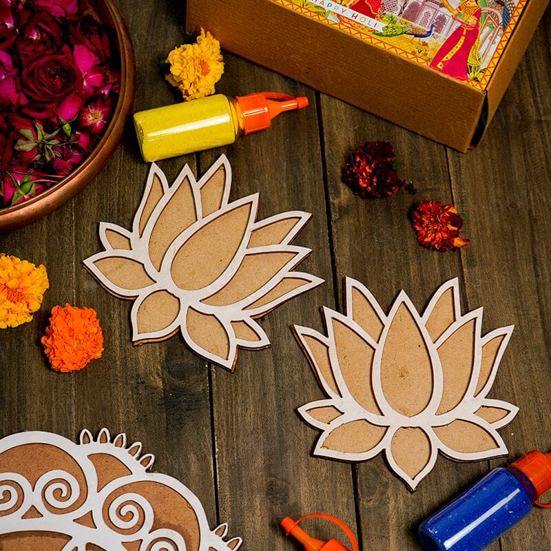 DIY Lotus Pattern Rangoli Design Stencil 6" (Set of 2)