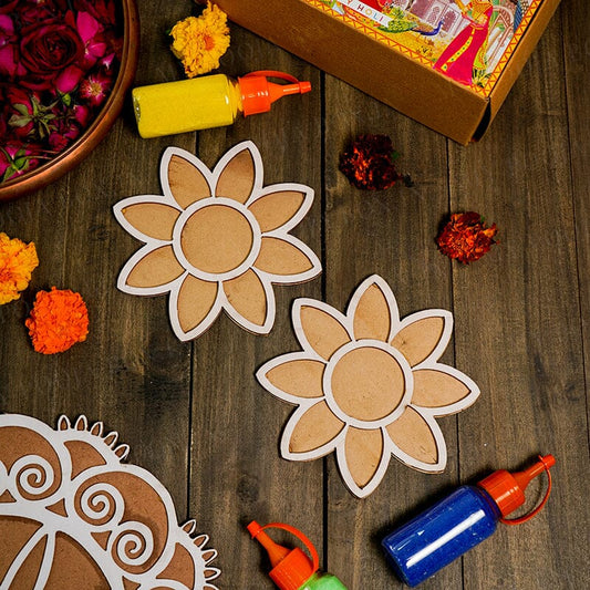 DIY Flower Pattern Rangoli Design Stencil 6 (Set of 2)