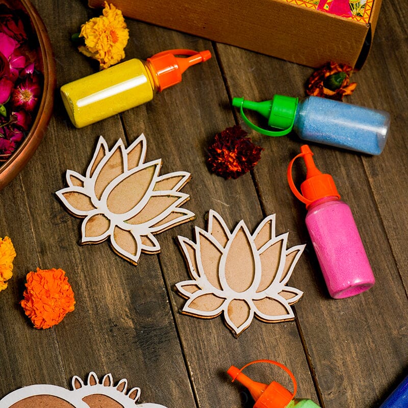 DIY Lotus Pattern Rangoli Design Stencil 4" (Set of 2)