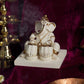 Playing Tabla Gold Plated Marble Ganesha Idol