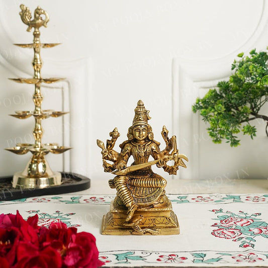 Vidya Rupa Devi Saraswati Brass Idol