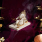 Reading Book Gold Plated Marble Ganesha Idol