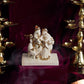 Graceful Radha Krishna With Cow Gold Plated Marble Idol