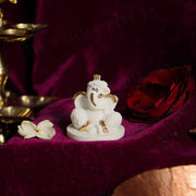 Cute Mini Ganesha Gold Plated Marble Car Idol