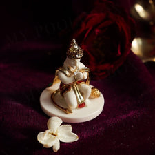 Mighty Lord Hanuman Gold Plated Marble Idol (Small)