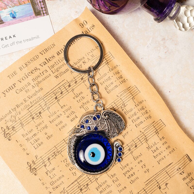 Elephant Trunk Evil Eye Keychain