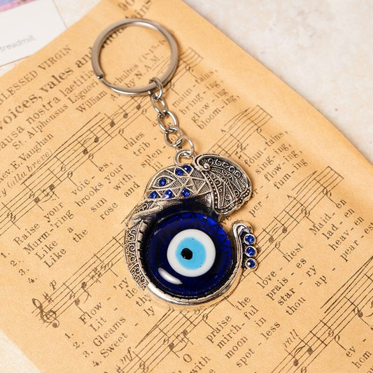 Elephant Trunk Evil Eye Keychain