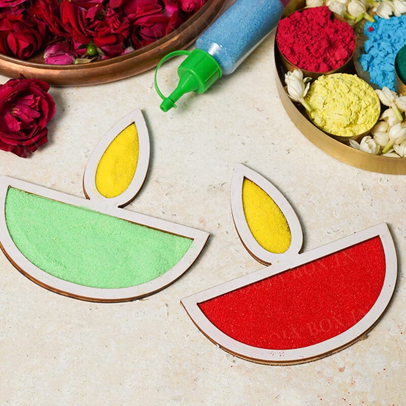 DIY Diya Pattern Rangoli Design Stencil 6" (Set of 2)