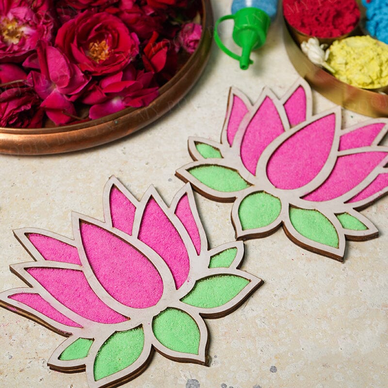 DIY Lotus Pattern Rangoli Design Stencil 6" (Set of 2)