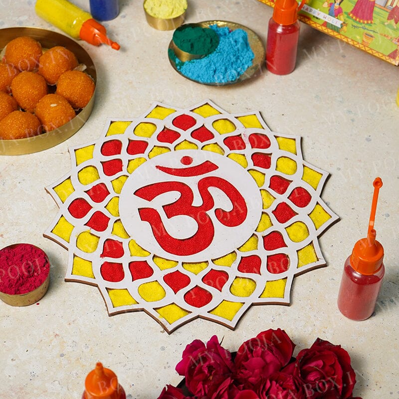 DIY OM Pattern Rangoli Design Stencil 12"