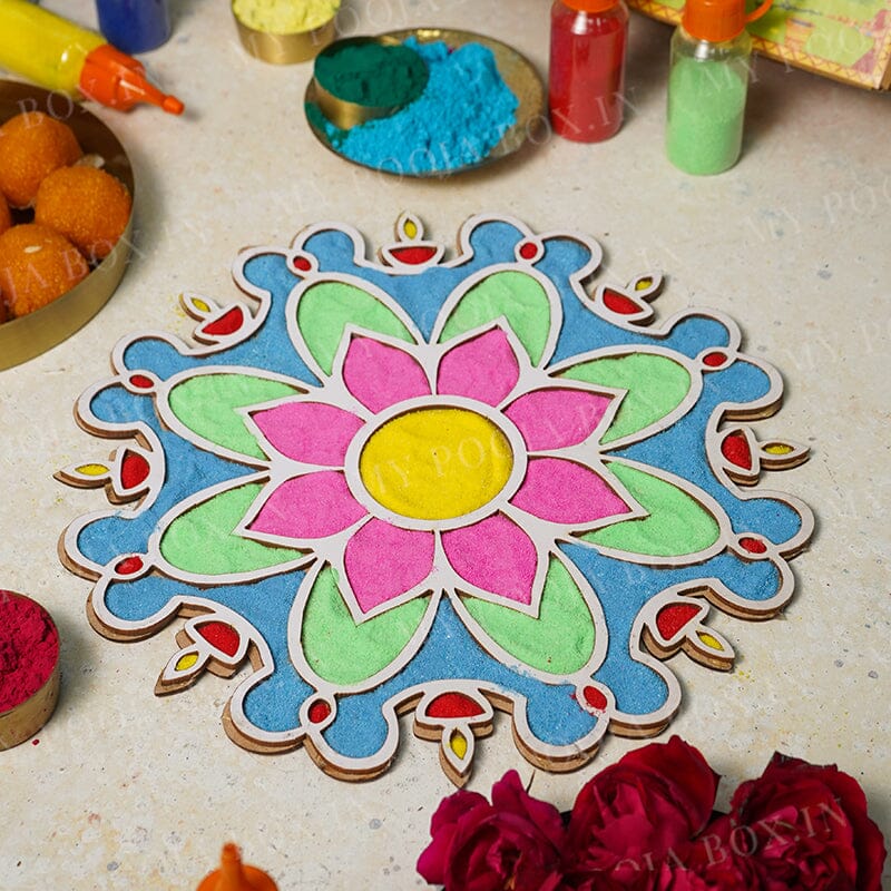 DIY Diya Pattern Rangoli Design Stencil 12"