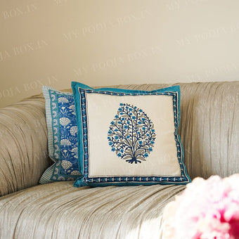 Royal Blue Floral Cushion Cover