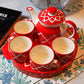 Royal Red Hand Painted Tea Kettle Set