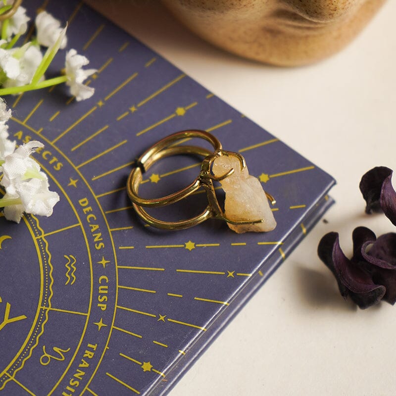 Natural Citrine Gold Plated Ring