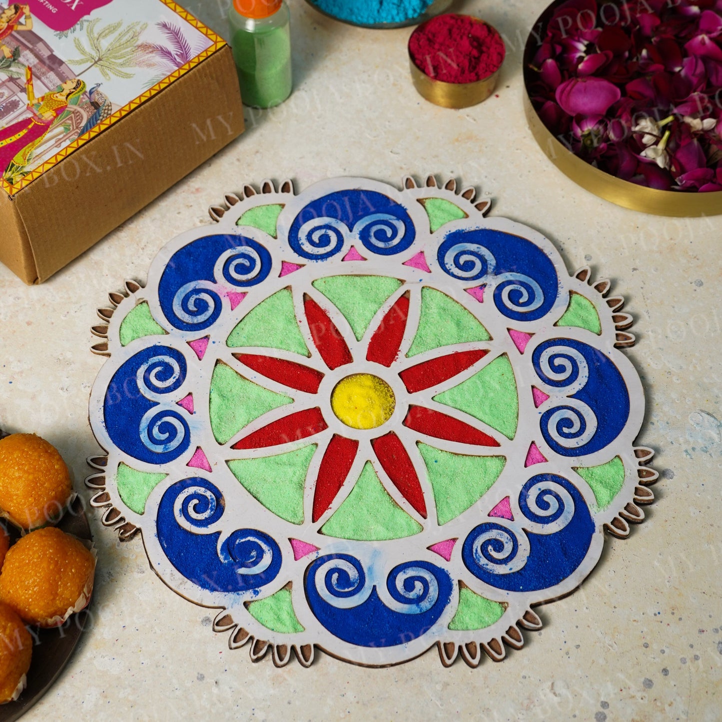 DIY Lily Pattern Rangoli Design Stencil 12"