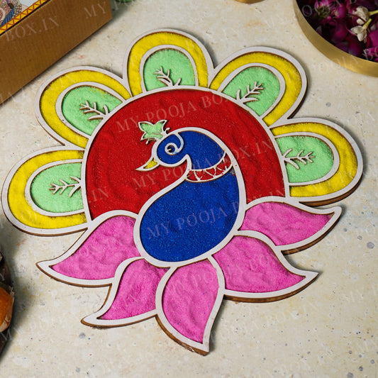 DIY Peacock Pattern Rangoli Design Stencil 12