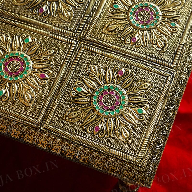 Floral Motifs Designer Wooden Chowki