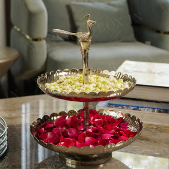 Elegant Silver Peacock Dessert Layer Stand