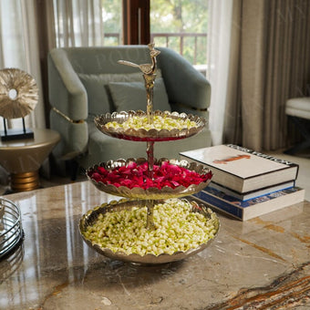 Elegant Silver Peacock Dessert Layer Stand