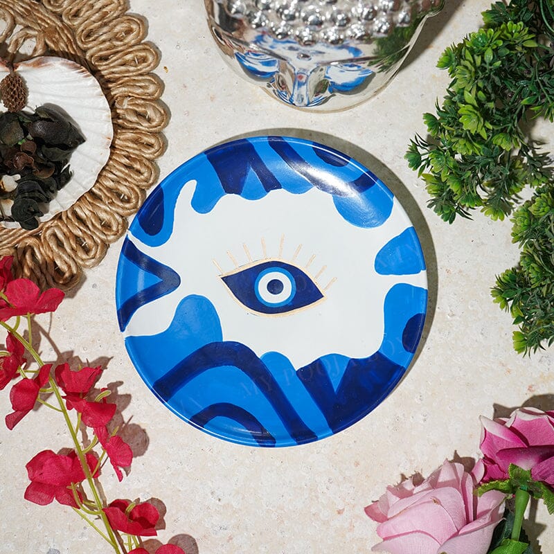 Hand-Painted Big Evil Eye for Good Luck Wall Decor Plate