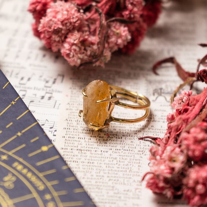 Natural Citrine Gold Plated Ring