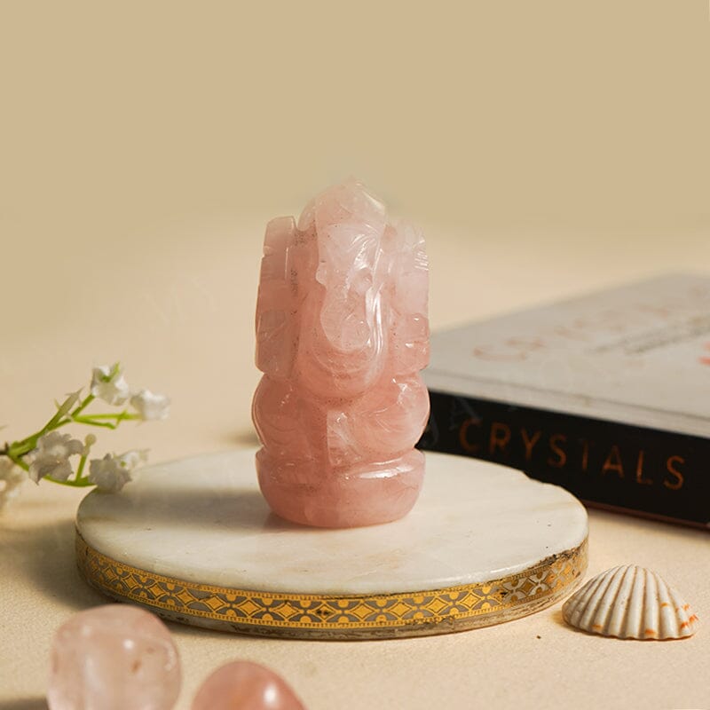 Rose Quartz Peace Gemstone Ganesha Showpiece