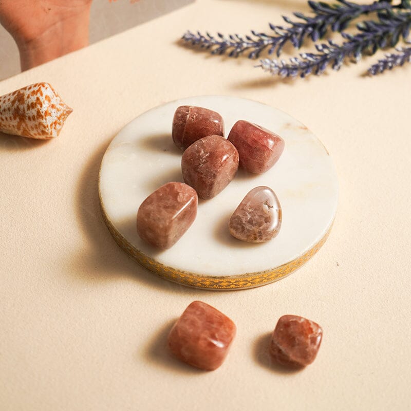 Cherry Quartz Crystal Healing Tumble Stone Set