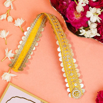 Traditional Yellow And Golden Patka/Dupatta - 30cm