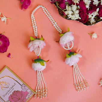 Elegant Floral Pearl Tassel Patka - 55cm
