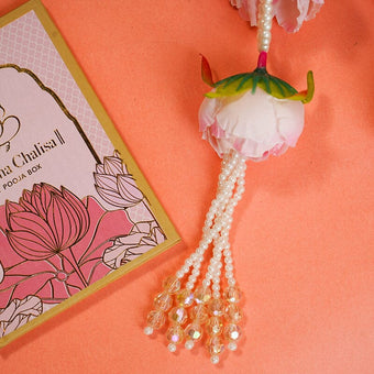 Elegant Floral Pearl Tassel Patka - 55cm