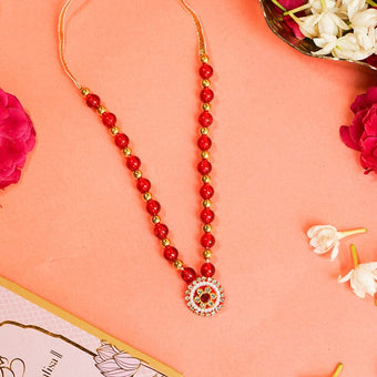 Adjustable Emerald Red Pearl Beaded Mala