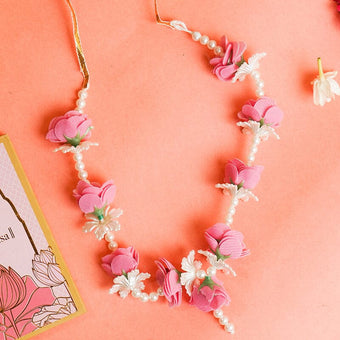 Adjustable Traditional Floral White And Golden Mala