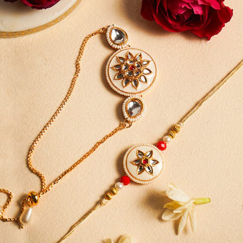 Pearl Drop Meenakari Bhaiya Bhabhi Rakhi