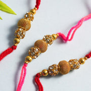 Chic Handcrafted Stone Beaded Rakhi Set of 3