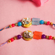 Pretty Orange & Blue Rakhi (Set of 2)