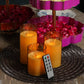 LED Flickering Golden Acrylic Glass Pillar Candles With Remote (Set of 3)