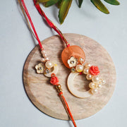 Exquisite Pearl Bhaiya Bhabhi Rakhi Set