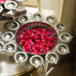 Aesthetic Silver Finish Floral Urli With Diya