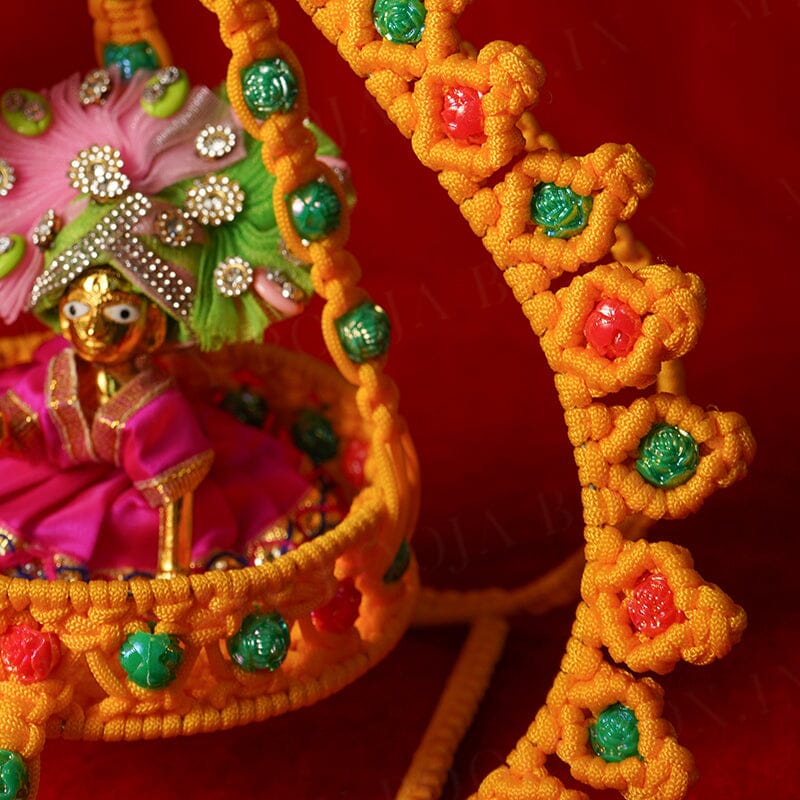 Round Yellow Crochet Krishan Jhula
