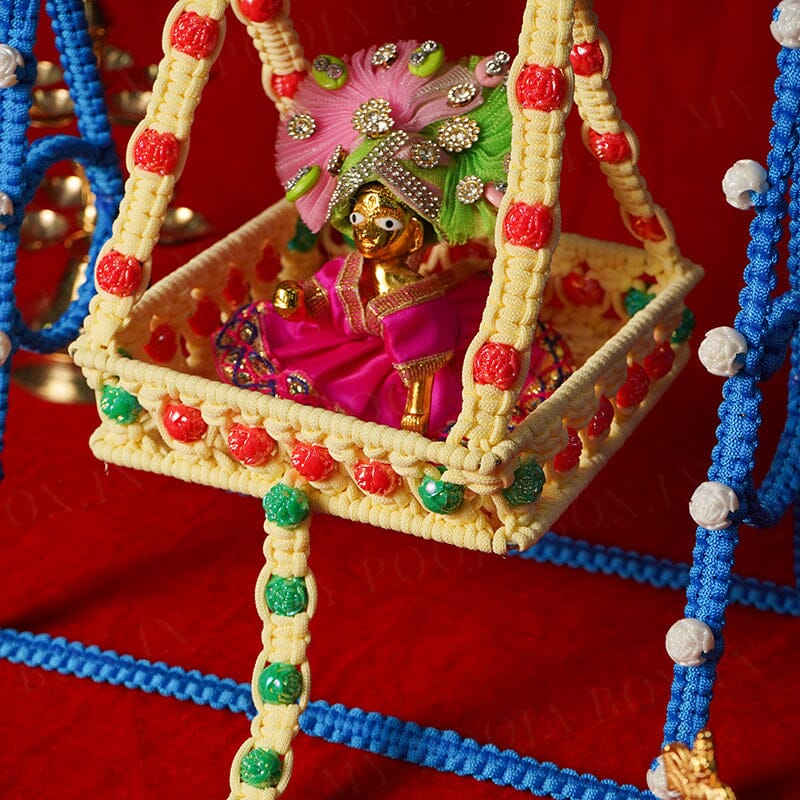 Blue Beige Crochet Krishan Jhula