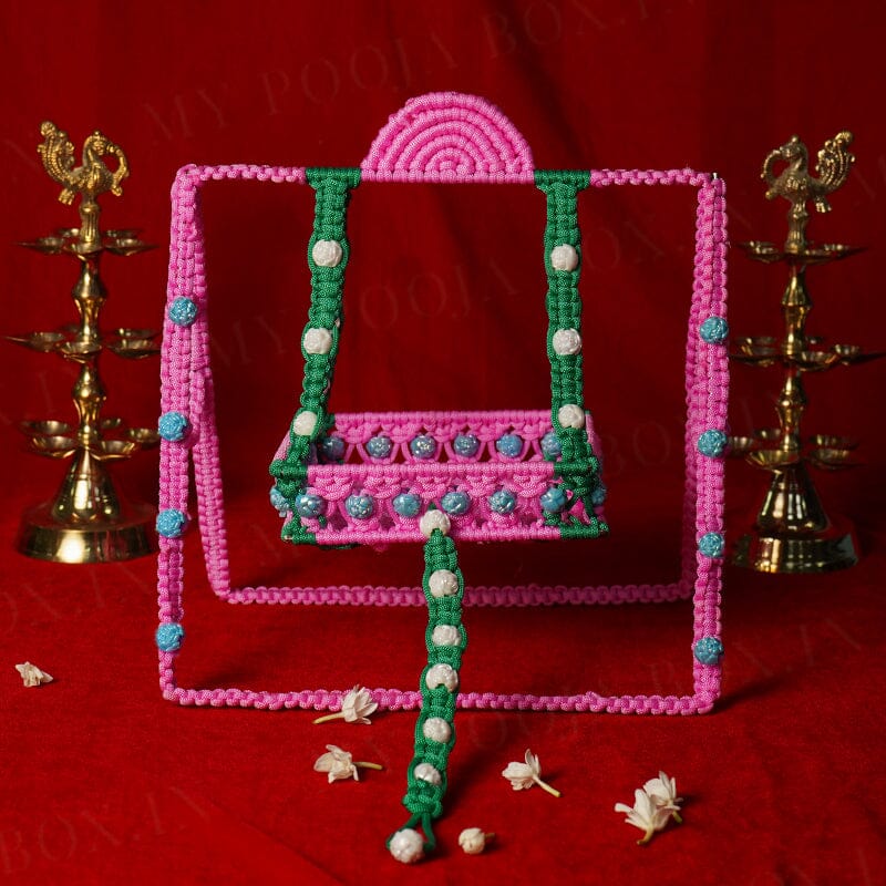 Pink Green Crochet Krishan Jhula