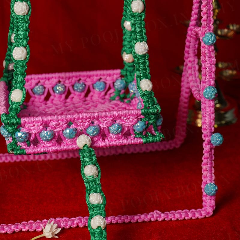 Pink Green Crochet Krishan Jhula