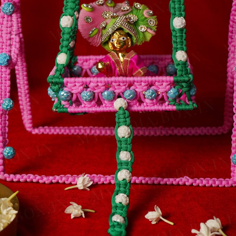 Pink Green Crochet Krishan Jhula
