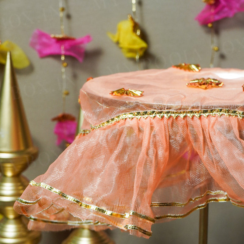 Gulbahar Peach Round Thali Cover