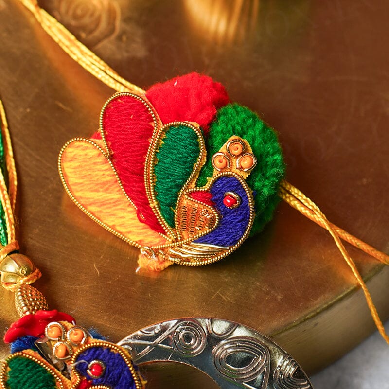 Pretty Handmade Resham Dhaga Bhaiya Bhabhi Rakhi